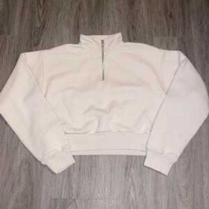 NWT TNA Airy Perfect 1/4 Zip Cropped Sweatshirt in Light Pink - XS